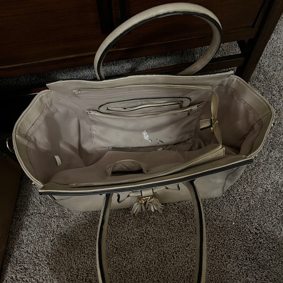 Beige/grey Large Tote Bag - Picture 2 of 3